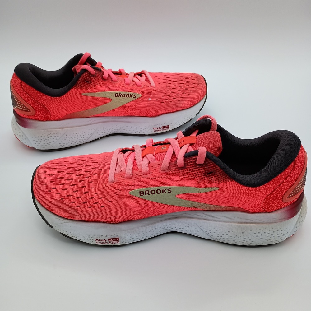 Brooks Ghost 16 Pink Orange Running Shoes Womens 7 Medium - Picture 8 of 10